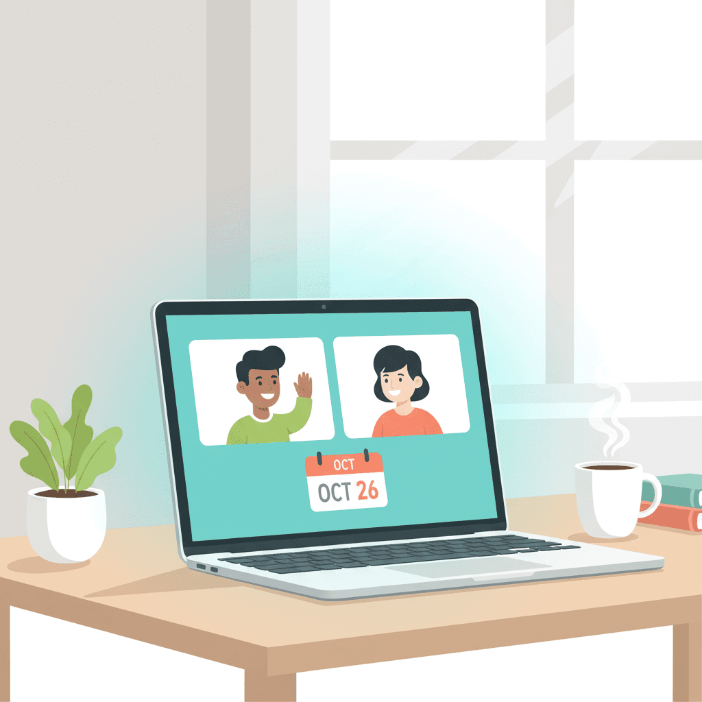 Friendly video call illustration showing a demo session