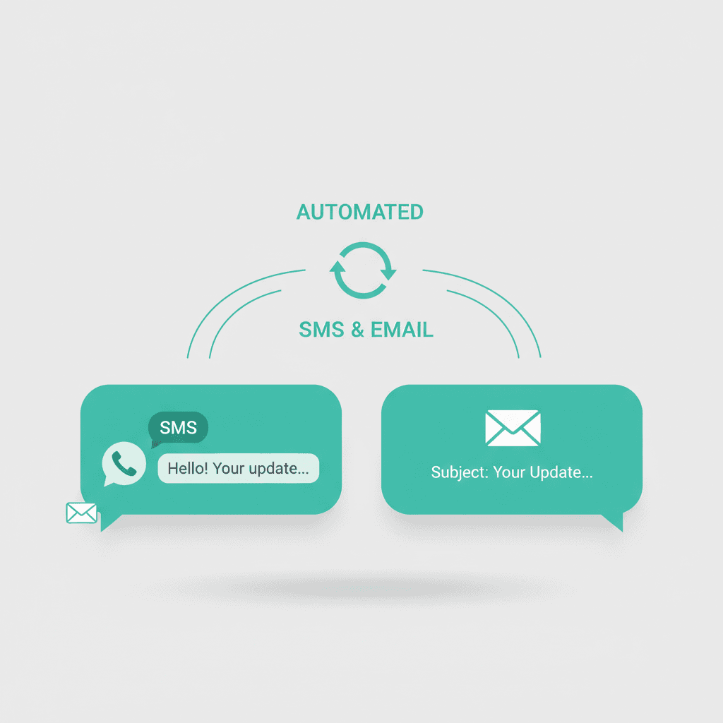 Enquiry nurture workflow builder showing automated sequence of messages over time