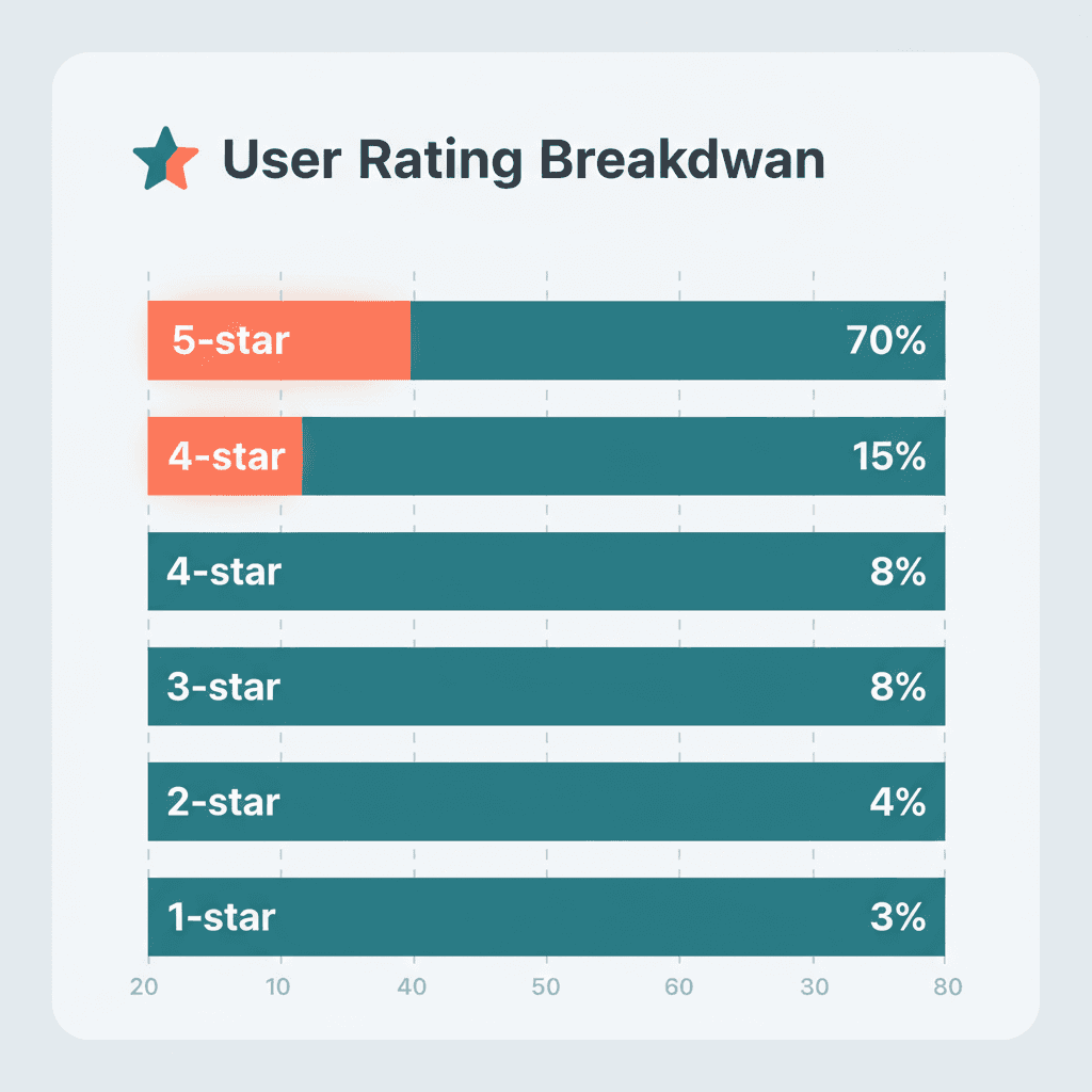 Star rating breakdown chart showing distribution from 5-star to 1-star with percentage fills